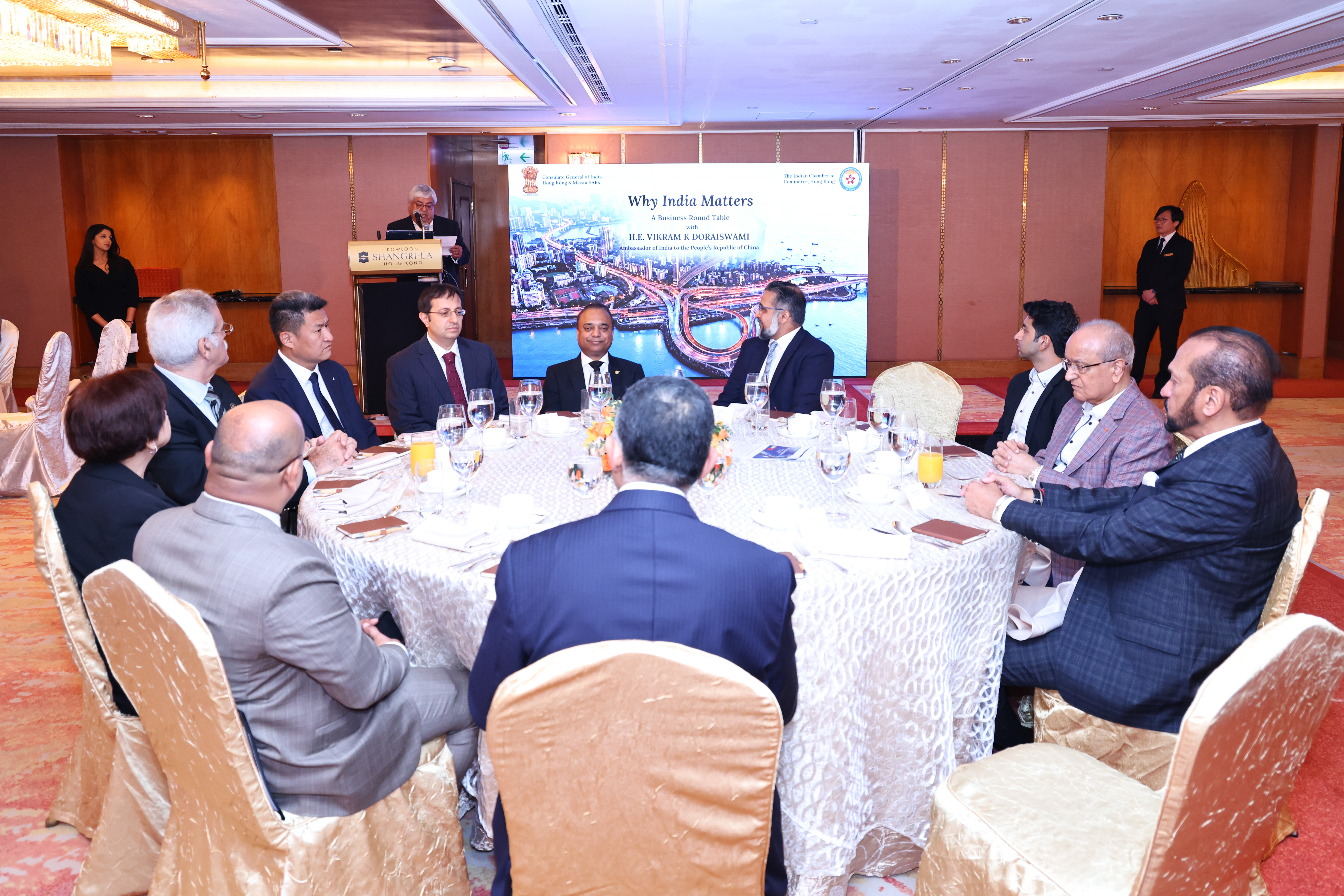 A business roundtable with Ambassador Vikram Doraiswami was organized by the Consulate in partnership with the Indian Chamber of Commerce  