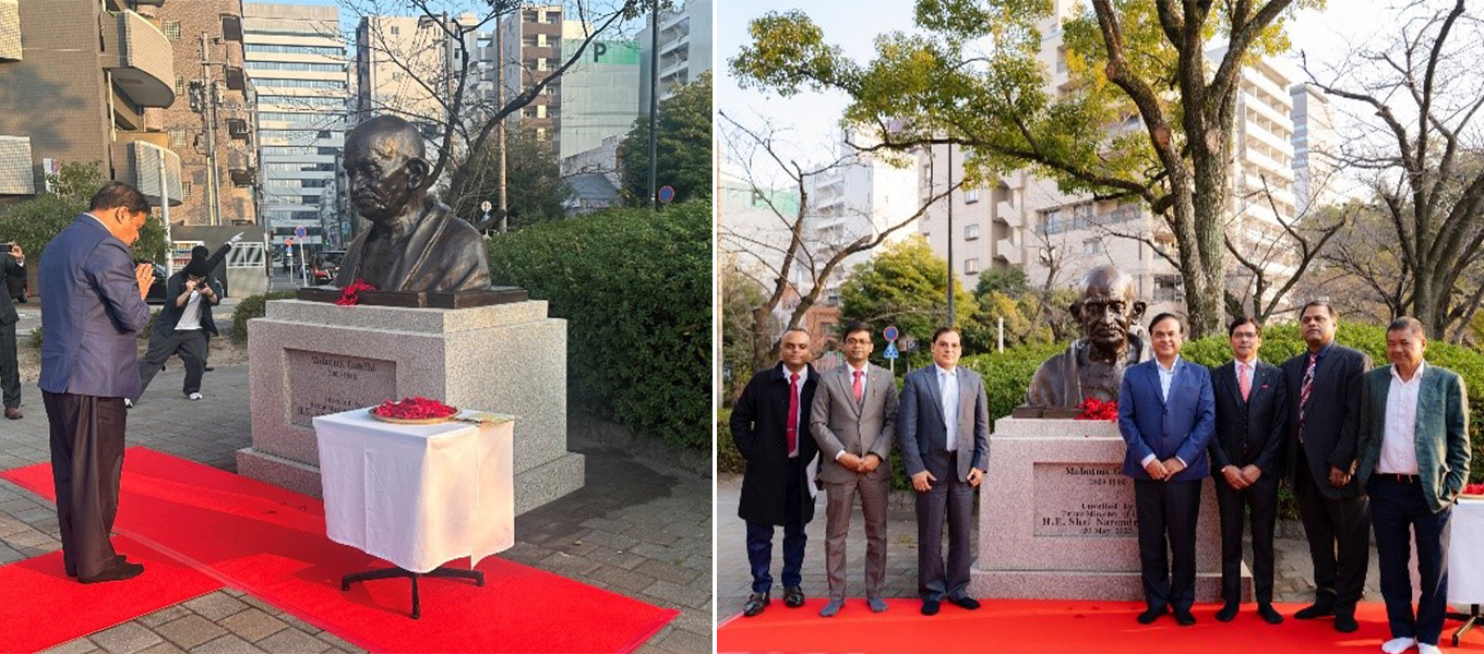 <strong> Hon’ble Chief Minister of Assam Dr. Himanta Biswa Sarma paid floral tributes to Mahatma Gandhi at Peace Park Memorial in Hiroshima.
</strong> 