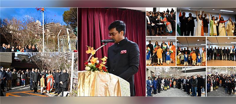 <strong>The flag unfurling ceremony at India Social Society in Kobe was celebrated with great festive spirit. Consul General Shri Chandru Appar read out Hon’ble Rashtrapati ji’s address to community and friends of India.


</strong> 