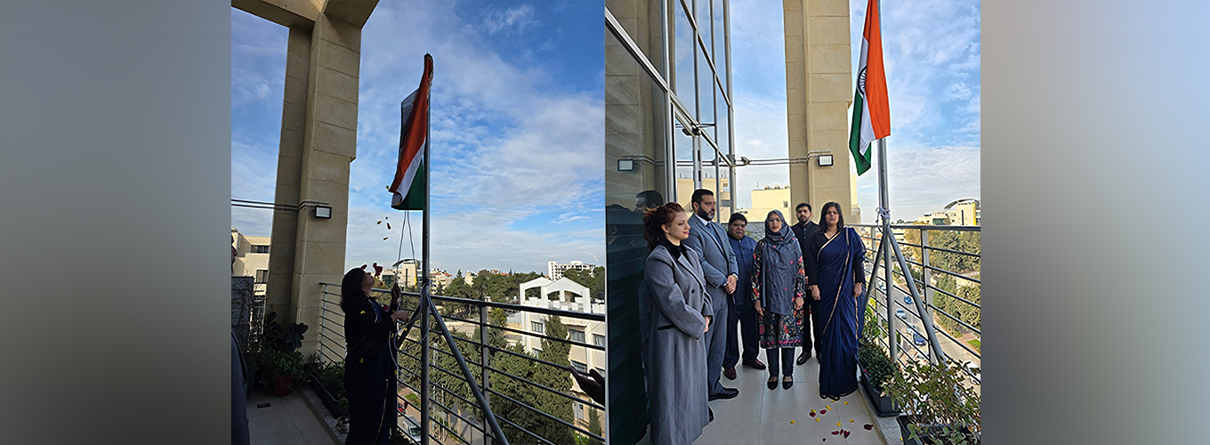 Flag unfurling ceremony at the premises of Representative Office of India on Republic Day of India.