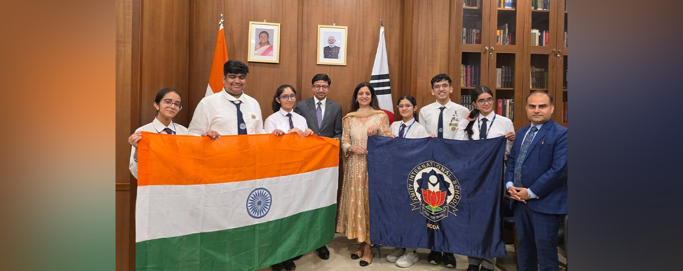 Curious Minds, Shaping the Future: Embassy welcomed students from the Amity Group of Schools as they visit the ROK  for exchanges with Korean school children on 20th July 2026.